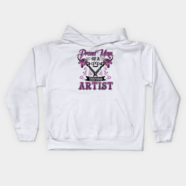 Proud Mom of a Tattoo Artist Kids Hoodie by KsuAnn